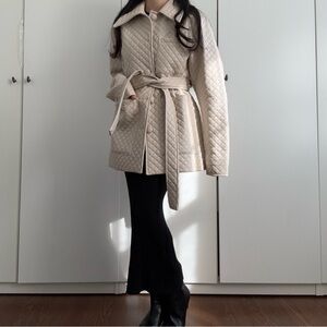 The Frankie Shop Quilted Beige Shacket